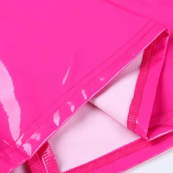 Sissy Princess Pink Latex look Corset Overbust Bustiers Top Sexy Shiny PVC S-2XL - Picture 8 of 9